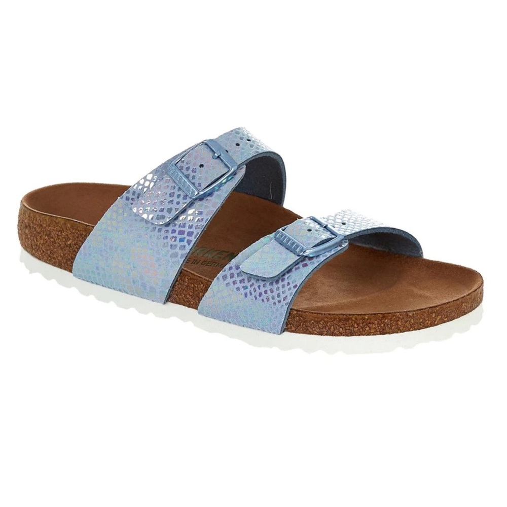 Birkenstock Sydney in Shiny Snake Sky🩵💎